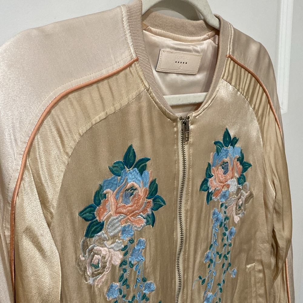 [BLANKNYC] Satin Embroidered Bomber Jacket - Picture 3 of 10